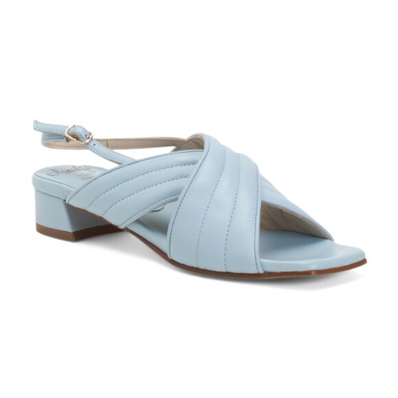 AMALFI light blue Made In Italy Leather Betulla Slide Sandals